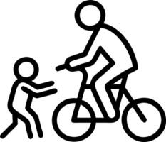 Glossy background of a parent helping a child ride a bike with copy space in the sky vector