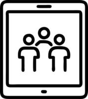 Glossy background of a tablet displaying an educational app with family icons ample copy space vector
