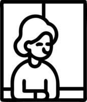 Glossy background of an elderly woman looking out a window ample copy space vector