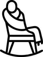 Glossy background of an empty rocking chair with a shawl draped over it ample copy space vector