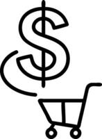 Glossy Dollar Sign with Floating Shopping Cart vector