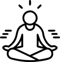 Glossy figure meditating with tech aura and copy space vector