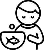 Glossy image of a child feeding their fish on plain background copy space at the bottom vector