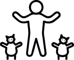 Glossy image of a person playing with kittens on plain background copy space above vector