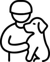 Glossy image of therapy dog and soldier hugging with copy space vector