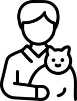 Glossy image of a veterinarian holding a cat on plain background copy space on the side vector