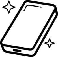 Glossy smartphone on plain desk with copy space vector