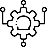 Glowing AI Gear with Growth Icons on a Minimalist Frame vector