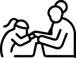 Grandmother and granddaughter sewing together with a plain background and copy space vector