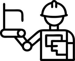 Holographic blueprint in robotic engineers hand vector