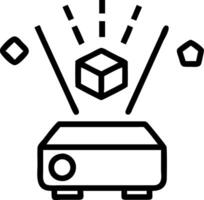 Holographic projector emitting floating icons and media elements vector