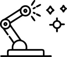 Holographic robotic arm hovering above futuristic desk vector