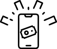 Holographic smartphone wallet with floating banknotes vector