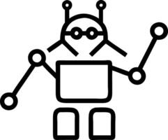 Isolated AI robot icon with growth charts and neural connections vector
