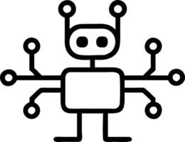 Isolated AI Robot Icon with Floating Data Streams vector
