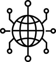 Isolated AI powered globe with glowing connections and data icons vector