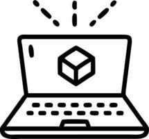 Laptop with a holographic keyboard and interface hovering above vector