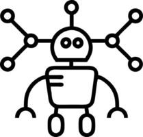 Isolated AI robot with data charts and glowing network lines vector