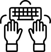 Macro image of a persons hands typing on a projected keyboard from a futuristic wrist device vector
