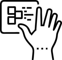 Macro image of an elderly womans hand interacting with holographic medical data vector