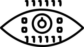 Macro image of a persons eye with data code reflections from a transparent screen vector