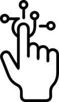 Macro image of a young couple fingertips touching on a glowing digital interface vector