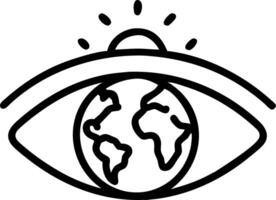 Macro image of eye looking at holographic world map vector