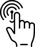 Macro image of parent and child fingers touching a holographic interface to control smart home settings vector