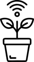 Macro image of smart plant pot with holographic growth data vector