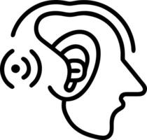Macro image of an elderly womans ear with a futuristic earpiece glowing softly vector