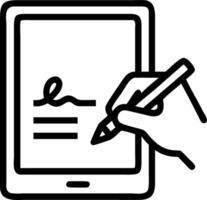 Macro of a Business Contract Signed on a Virtual Tablet vector