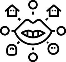 Macro image of smile with holographic social media icons vector