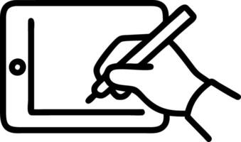 Macro shot of a childs hand using a digital pen on an interactive learning tablet vector