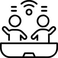 Macro shot of a family interacting with a futuristic kitchen gadget that projects recipe steps vector