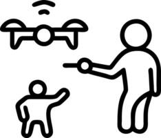 Macro shot of a parent teaching a child to operate a holographic drone controller vector