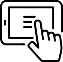 Macro shot of a persons fingers scrolling through a virtual document projected above a tablet vector