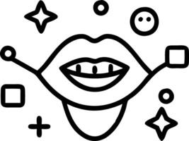 Macro shot of a smile with holographic social icons around vector