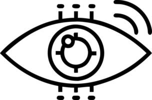 Macro shot of AI enhanced bionic eye with glowing data overlay vector