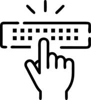 Macro shot of fingers interacting with holographic projection keyboard vector
