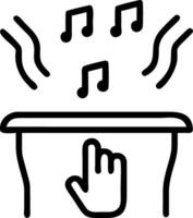 Macro shot of fingers tapping holographic music controls vector