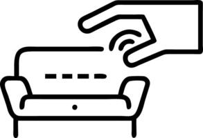 Macro shot of hand touching holographic control panel on armrest vector