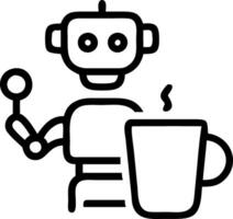 Macro shot of robot assistant handing a coffee cup vector