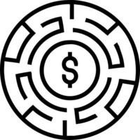 Maze with dollar sign center and multiple paths vector