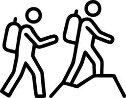 Millennials hiking in the mountains candid shot of friends talking and walking with room for copy above vector