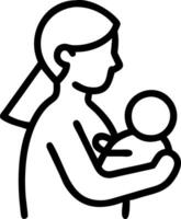 Mother and baby exploring nature candid shot with copy space vector
