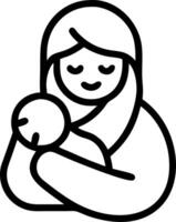 Mother and baby wrapped in a soft blanket with bokeh background and copy space vector