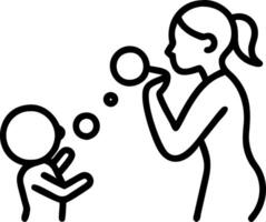 Mother blowing bubbles with baby in a park candid with copy space vector