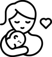 Mother cradling baby in her arms soft bokeh background with copy space vector