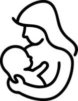 Mother breastfeeding baby with a soft abstract floral background and copy space vector