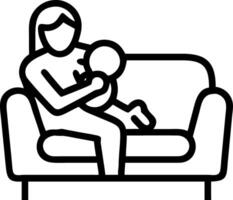 Mother cuddling baby on a couch soft natural light and copy space vector